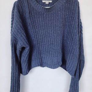 Cropped cable knit lavender/ blue sweater